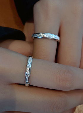 2026新款磨砂车花戒指男女对戒一对情侣款高级感食指女素圈礼物