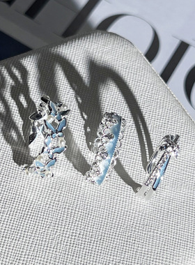 2026爆款蓝色珐琅灵动蝴蝶戒指女冷淡风渐变温柔百搭银白色指环潮