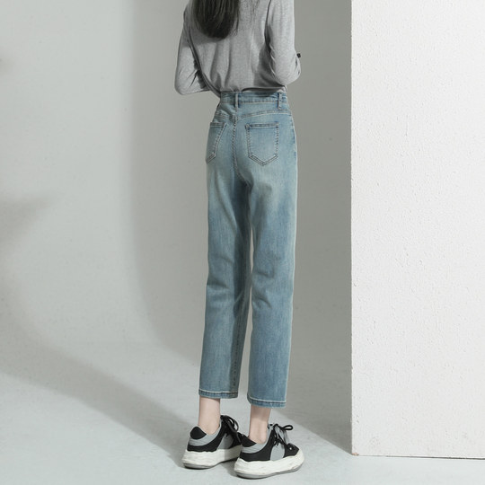 直筒牛仔裤女2025新款爆款秋冬高腰加绒宽松显瘦九分窄版烟管裤子