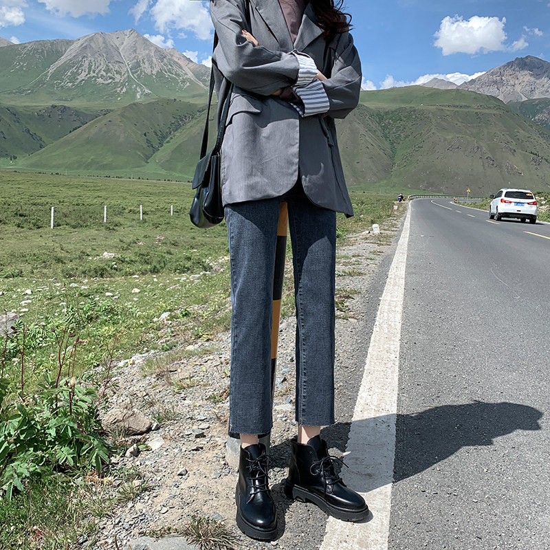 高腰女秋装2020新款百搭直筒裤子 caiwinking牛仔裤