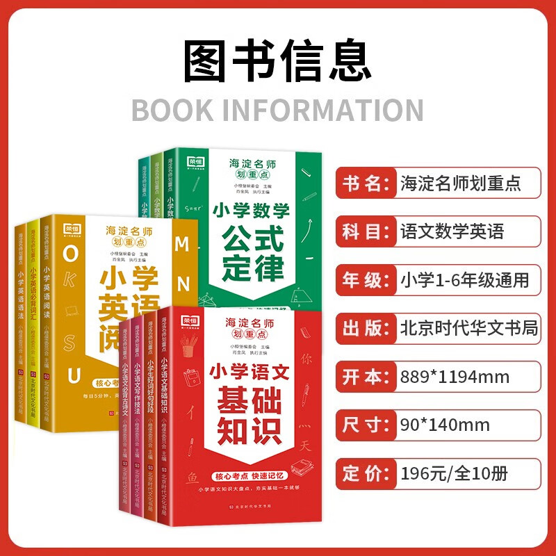 海淀名师划重点小学语文基础知识大全数学公式定律应用题解题技巧英语阅读单词语法必背词汇好词好句好段作文写作素材积累口袋书