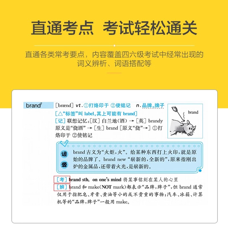 星火英语四六级考试词汇必备英语四级真题词汇备考工具书大学英语46级高频词汇巧记速记单词书英语词根专项训练大全便携口袋书 - 图0