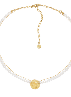 雅典娜金币叠戴珍珠项链