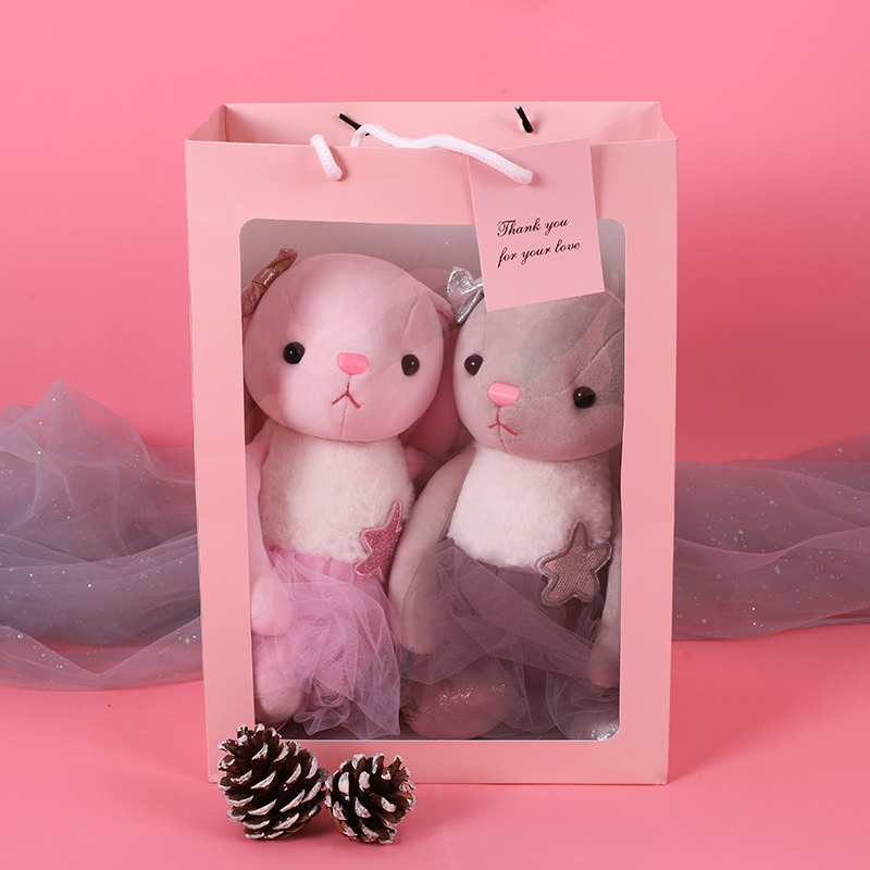 可爱兔子毛绒玩具长耳兔玩偶女孩儿童礼物垂耳兔布娃娃粉兔子公仔 - 图2