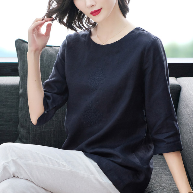 Kozoff ເສື້ອ linen ຊັ້ນສູງ embroidered ໃນພາກຮຽນ spring ແລະ summer