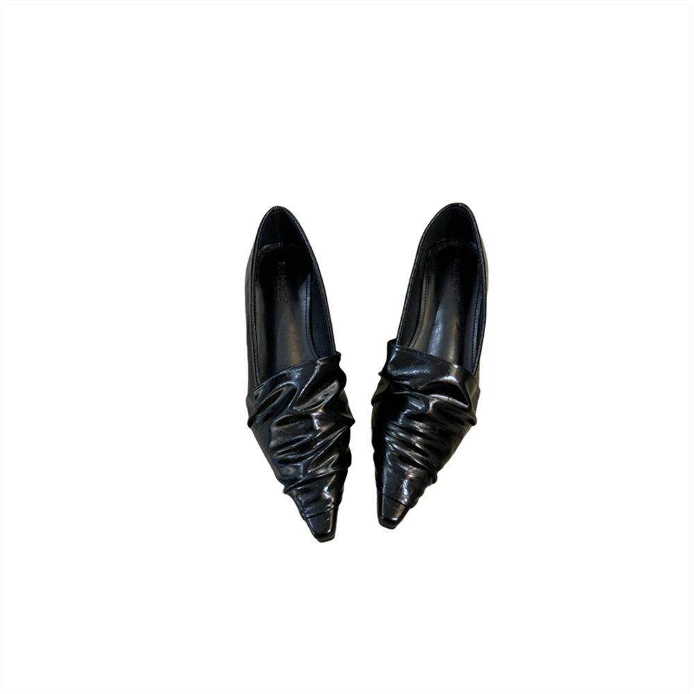 2025年新款设计感小众褶皱软皮尖头乐福鞋女鞋子低跟小皮鞋单鞋女,淘宝优惠券,粉丝福利购,淘宝优惠卷