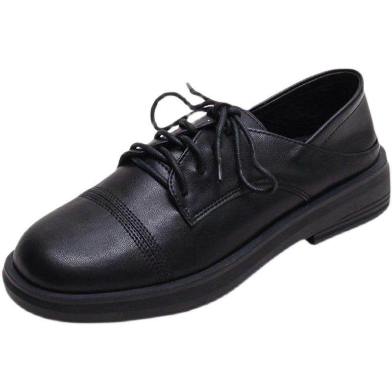 香港全真皮小皮鞋女2024春秋新款英伦单鞋女系带平底乐福鞋工作鞋,淘宝优惠券,粉丝福利购,淘宝优惠卷