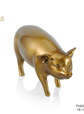 凤凰铜雕四小福猪摆件