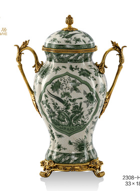 凤凰美居新品美式欧式客厅玄关壁炉装饰摆件电视柜茶几台面搭配