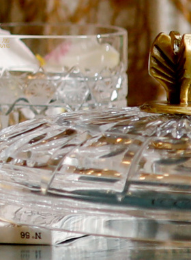 凤凰美居奢华欧式水晶玻璃果盘茶几餐桌摆件工艺品水晶盖盒果篮