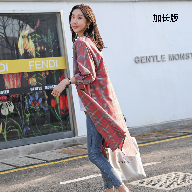 2020春秋格子韩版长袖设计感bf衬衫 耶芙茹衬衫