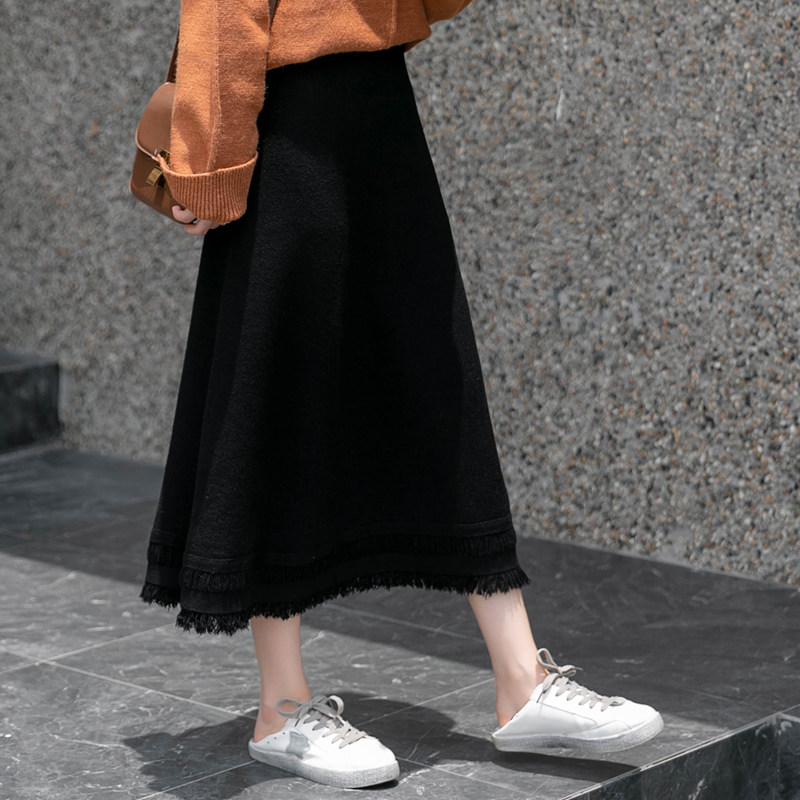 大码宽松针织中长款高腰显瘦半身裙 颜筱半身裙