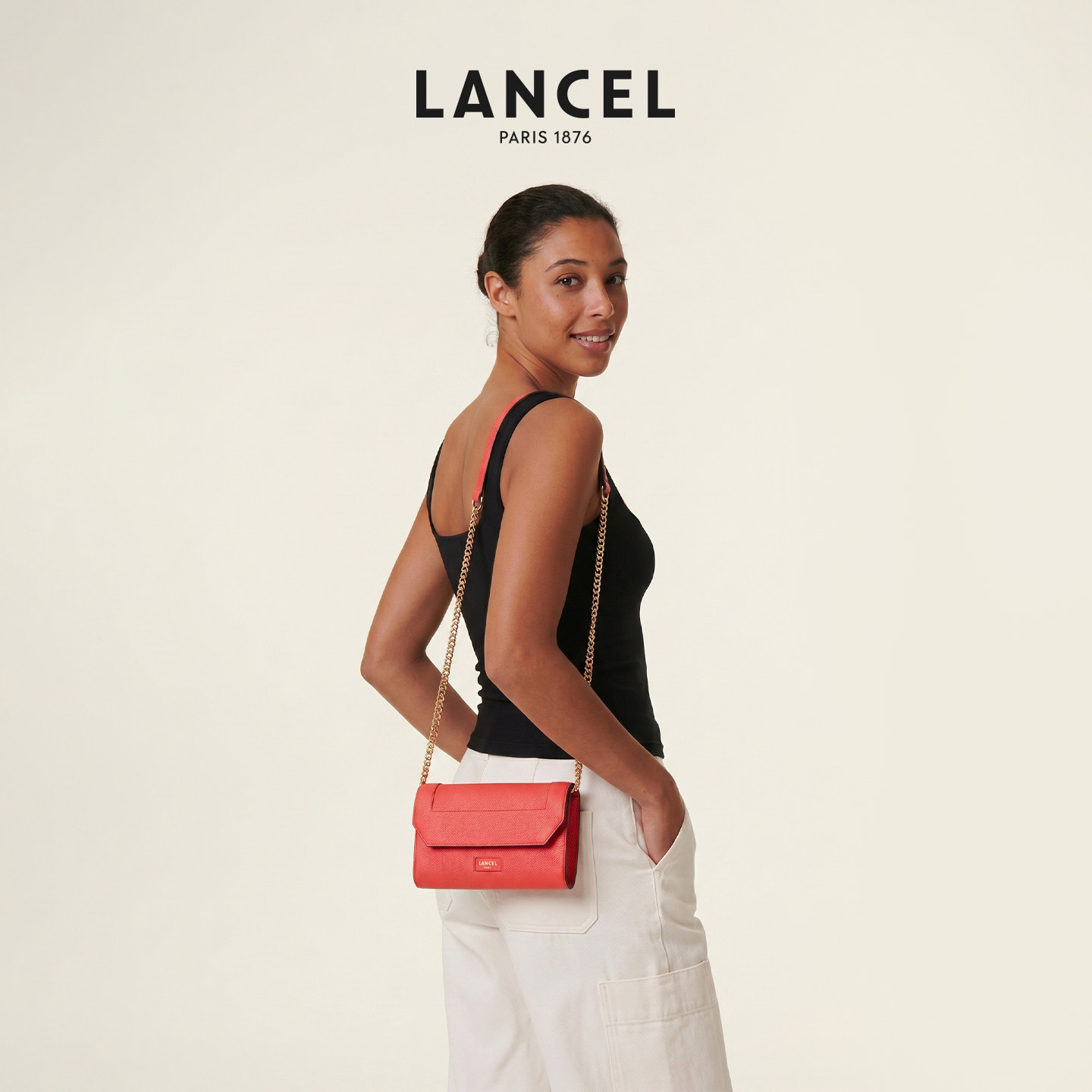 Lancel/兰姿Ninon迷你链条包 单肩斜挎包小方包 信封包牛皮真皮 真迷实拍商品图