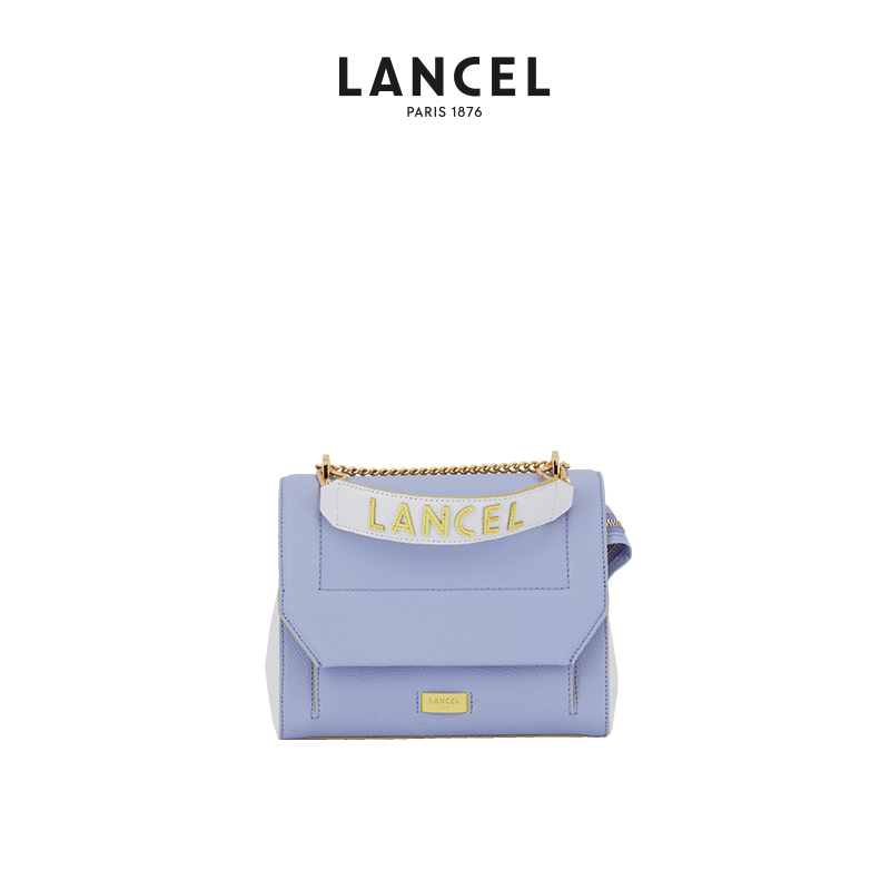 LANCEL/兰姿 Ninon链条包 粒面牛皮小方包拼色豆腐包 ins风小清新 - 图0