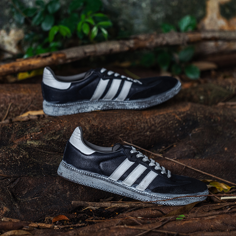 周莹T头鞋全牛皮手工做旧泥染复古脏脏休闲鞋拼接经典德训鞋男鞋 - 图2