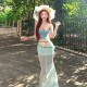 Pure sexy sexy knitted tube top high waist mesh skirt