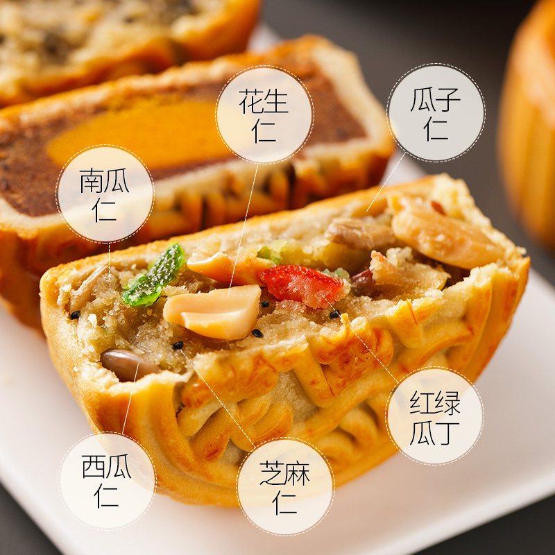 老式五仁味大月饼传统老式糕点5斤中秋月饼广式现做现发83g/个