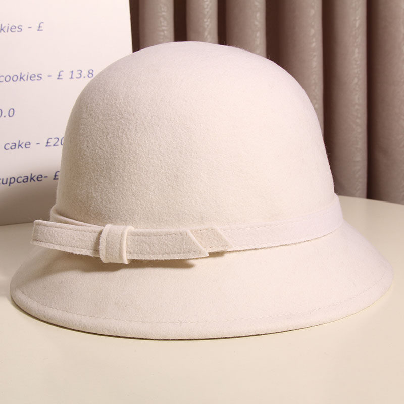 秋冬赫本风羊毛呢法式复古渔夫帽 古仙蔓帽子