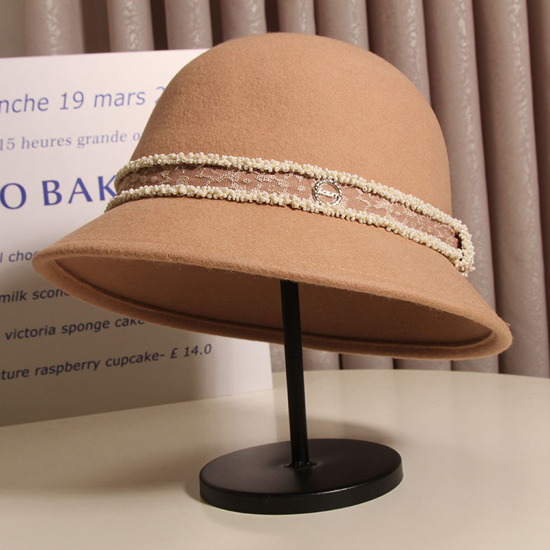 法式复古小香风羊毛秋冬毛呢渔夫帽 古仙蔓帽子