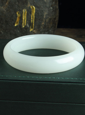 外蒙料青白玉手镯羊脂白圆条玉镯细圆美人镯摔不断外蒙料手镯工厂