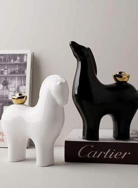 贝汉美马上有钱陶瓷摆件客厅酒柜电视柜办公室装饰品乔迁新居礼品