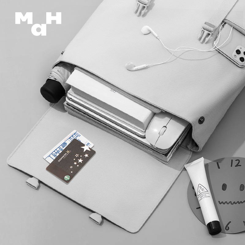 mahsiro女2021新款纯色电脑双肩包 mah双肩背包