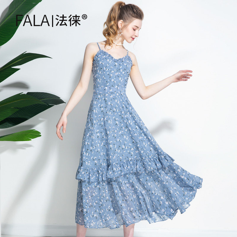 新款雪纺碎花2020夏季超仙显瘦长裙 法徕连衣裙