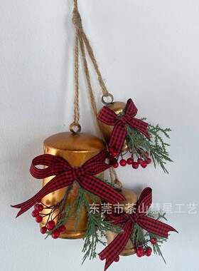 爆款 圣诞节铃铛带蝴蝶结破旧牛铃搭配花环 Christmas bel