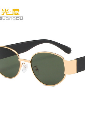 新款 2020新款网红茶色眼镜女 欧美ins复古椭圆小框嘻哈太阳镜蹦