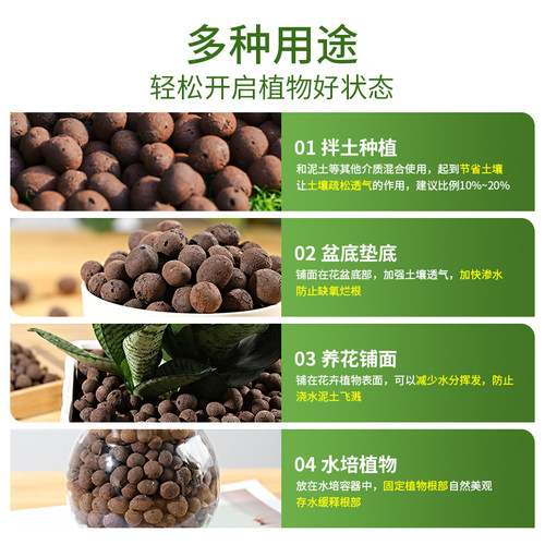 陶粒垫底养花专用多肉土盆栽铺面石花盆水培透气陶土粒回填卫生间 - 图3