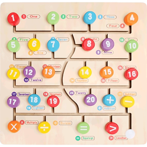 数字字母找位轨道走位迷宫3-5岁儿童6早教木制益智力拼图积木玩具