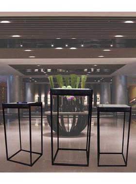 不锈钢加大理石底座台现代简约工艺摆件基座装饰门厅玄关落地雕塑