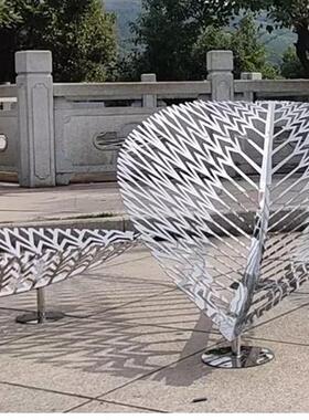 不锈钢树叶雕塑创意仿真金属镂空叶子户外酒店园林庭院水景装饰品