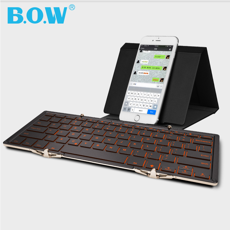 BOW背光折叠蓝牙键盘有线usb手机ipad平板笔记本电脑双模无线便携-图0