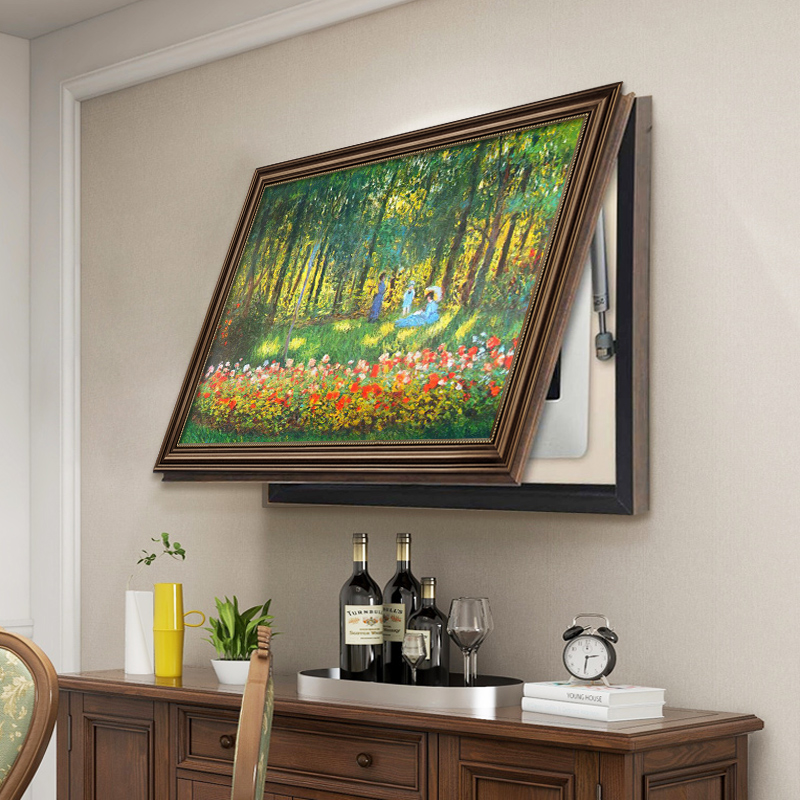 美式电表箱装饰画电闸箱挂画横版遮挡盒配电箱盖板免打孔莫奈油画 - 图1