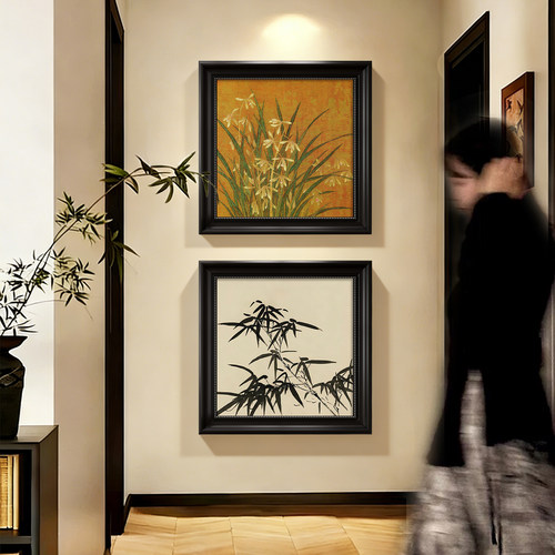 中古风挂画玄关装饰画入户正对门高级感法式复古餐厅客厅美式壁画 - 图2