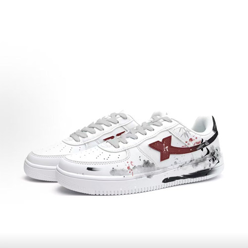 定制球鞋特步板鞋空军一号国风新中式简约清新百搭耐磨休闲男女款 - 图1