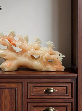 新中式玉石招财八骏马摆件玉石