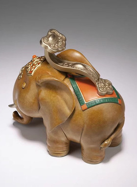 威弗列德铜摆件吉象如意桌面家居装饰入户玄关大象工艺品乔迁礼物