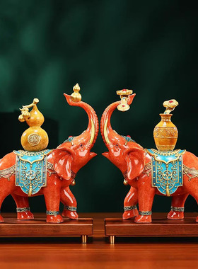 黄铜大象摆件一对泰平吉象工艺品