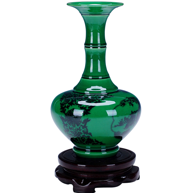 威弗列德景德镇陶瓷仿古艺术品瓷器开片釉中式绿釉花瓶家居摆件,淘宝优惠券,粉丝福利购,淘宝优惠卷