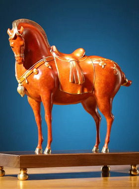 红色黄铜马到成功乔迁礼品摆件
