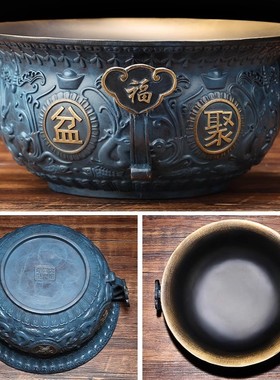 威弗列德全铜聚宝盆摆件家居玄关客厅装饰店铺招财工艺品开业礼品
