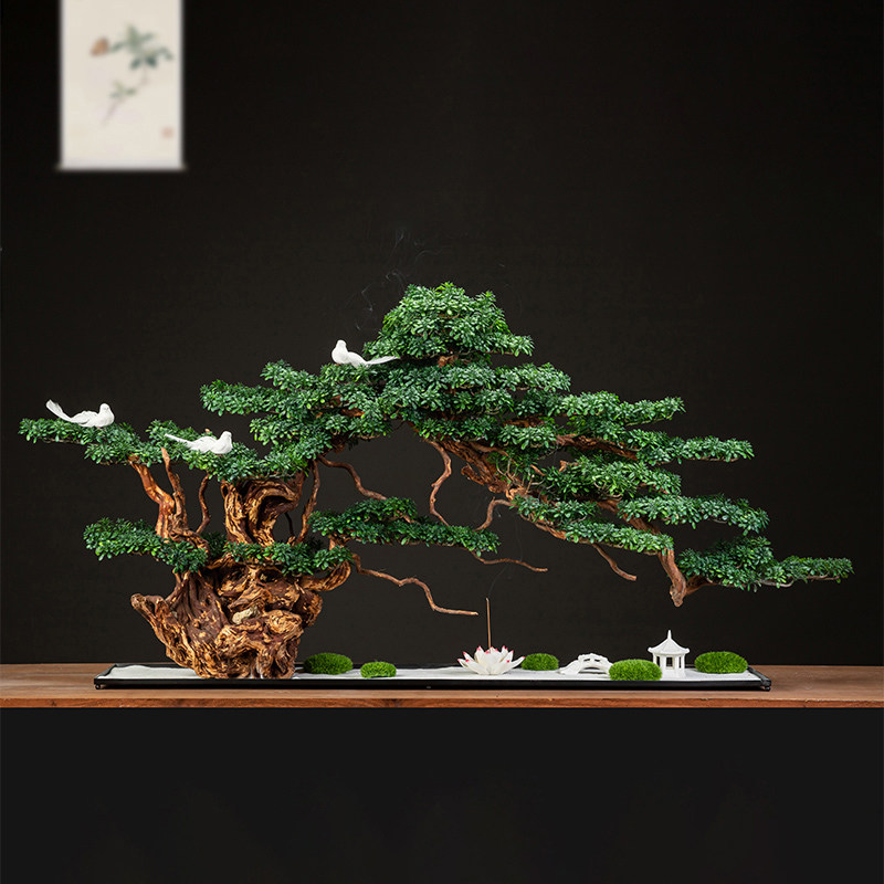 威弗列德绿植假树玄关客厅新中式仿真崖柏迎客松盆景栽办公室摆件,淘宝优惠券,粉丝福利购,淘宝优惠卷