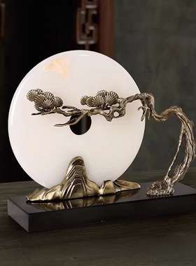 威弗列德办公室高端玉石平安扣新中式摆件禅意家居客厅博古架饰品