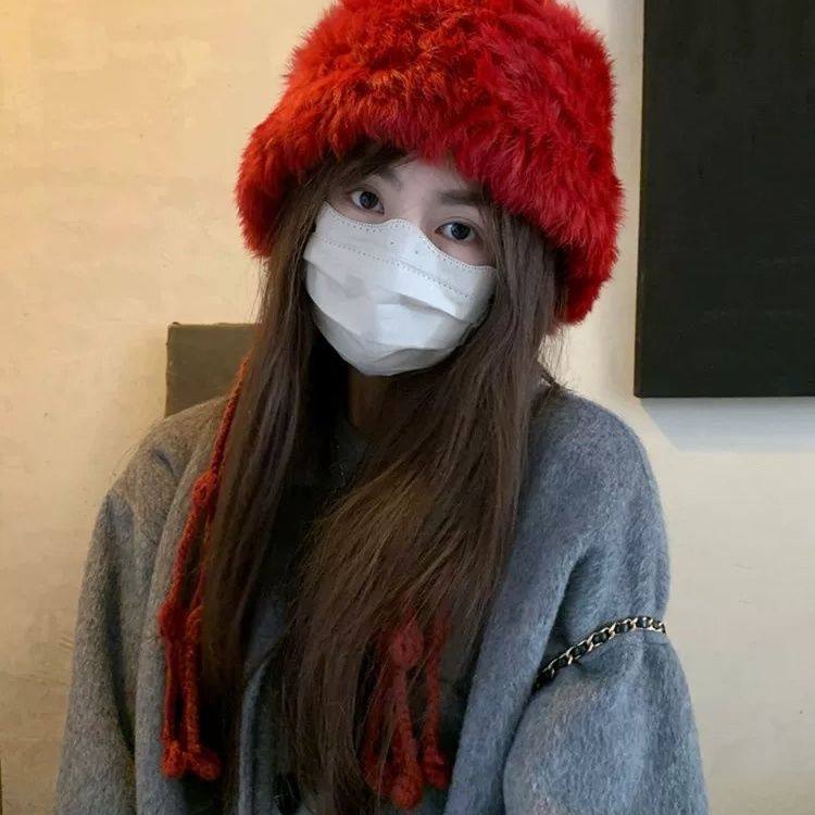 女款流苏帽子冬季春节氛围加厚毛绒兔毛针织防寒保暖护耳毛线显脸,淘宝优惠券,粉丝福利购,淘宝优惠卷