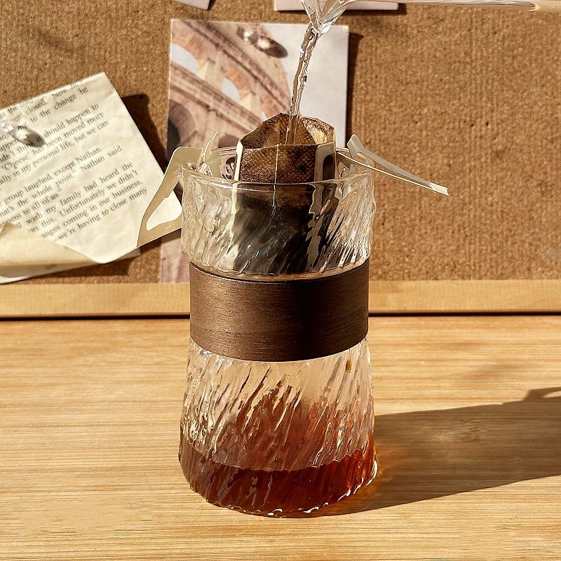 绝美咖啡杯日式耐热玻璃喝水杯竹围家用挂耳拿铁咖啡杯冰美式专用 - 图3