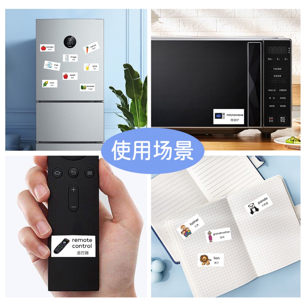儿童英文单词分类贴纸便利贴 幼儿英语启蒙日常生活单词学习标签