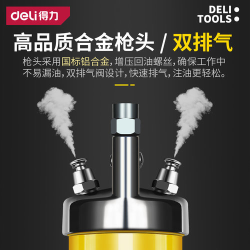 得力黄油枪手动高压自吸打黄油机抢牛油枪挖掘机汽车重型单双压杆 - 图0