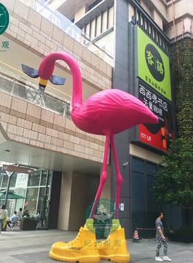 火烈鸟仿真雕塑商业街广场高大动物术艺品网红打卡摆件玻璃钢厂家
